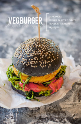 hamburger vegetariano al carbone vegetale